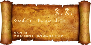 Kozári Kasszián névjegykártya